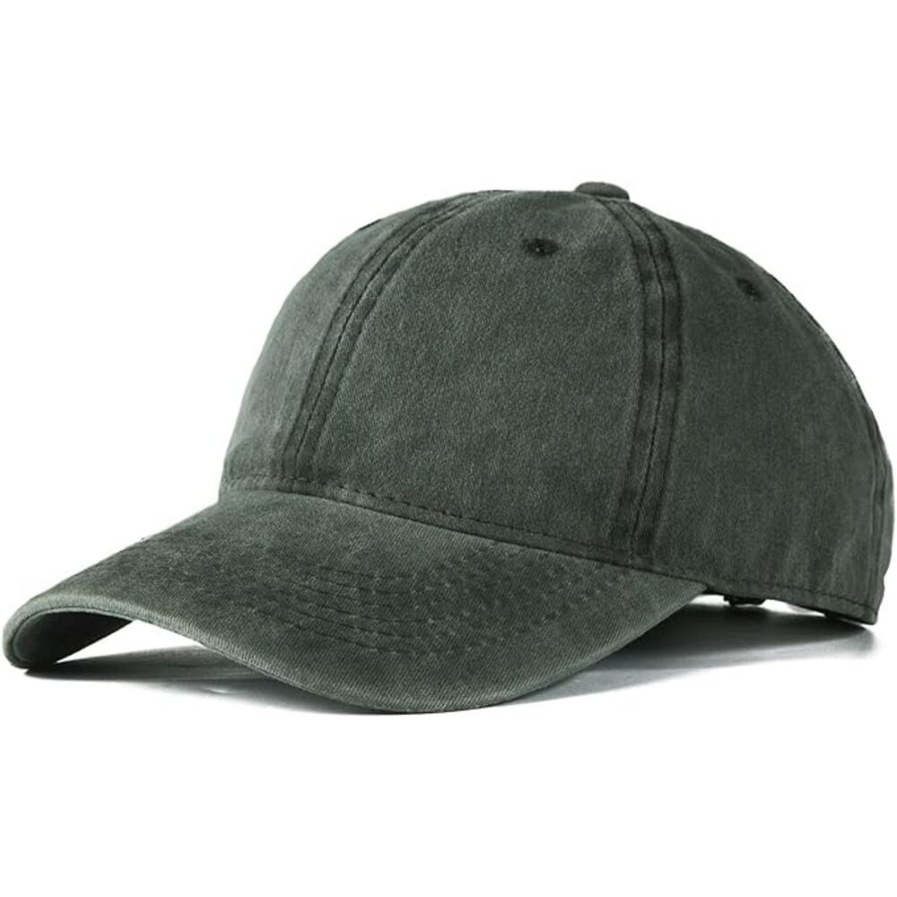 Unisex Army Green Washed 100% Cotton Adjustable Size Strap Classic Baseball Cap